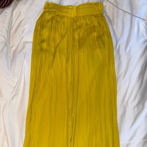 Zara Yellow Satin Pants - M
